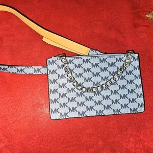 Michael Kors Pull Chain Monogram Belt Bag Blue M